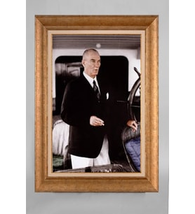 EV İŞYERİ OFİS İÇİN ALTIN ÇERÇEVELİ PASPARTULU ATATÜRK TABLO S309