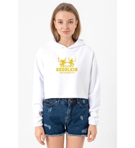 Gen V Godolkin University Logo Beyaz Optik Kadın Crop Kapşonlu (A.Beyaz)