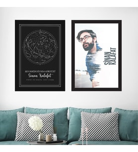 Estetik Resimli Fotoğraf Çerçevesi ve Yıldız Haritası