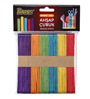 Brons Ahşap Geniş Dil Basma Çubuğu Abeslang Renkli 50`li Paket