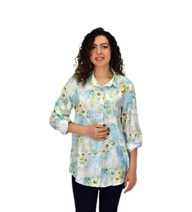 Kadın Uzun Kol Gömlek BGL-ST04665 (Mint Yeşili)
