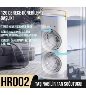 Masaüstü Çift Fanlı Buzlu Vantilatör Led Işıklı Otomatik Salınımlı Taşınabilir