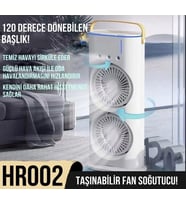 Masaüstü Çift Fanlı Buzlu Vantilatör Led Işıklı Otomatik Salınımlı Taşınabilir