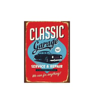 Classic Garage Retro Ahşap Poster Tablo  Vintage Oto Servis Tasarımı