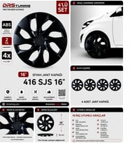 Ford Uyumlu 16 Inc Kırılmaz Parlak Siyah Jant Kapağı 1 Takım 4 Adet No:416