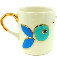 24 Ayar Altın Işlemeli Balık Mug Fish El Yapımı Handmade 330 ml