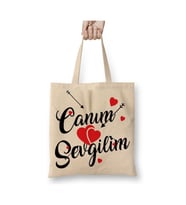 Canım Sevgilim Sevgililer Günü Beyaz Bez Çanta Uzun Saplı Alışveriş Çantası Plaj Çantası