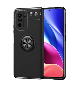 Xiaomi Redmi K40 Kılıf Yüzüklü Magnetli Ravel Case (Siyah)