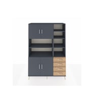 Hyperion Dolap 9 Raflı 4 Çekmeceli 4 Kapaklı 132x44x195 Antrasit-Antrasit/Çam
