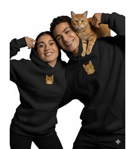 Sevgililer Günü Sarman Kedi Figürlü Çift Hoodie Kombini
