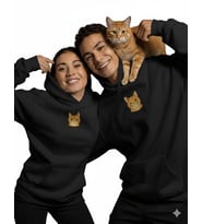 Sevgililer Günü Sarman Kedi Figürlü Çift Hoodie Kombini