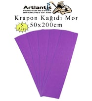 Krapon Kağıdı 50x200 cm 5 Adet Renkli Grapon Kağıdı Okul Sınıf Etkinlik Kreş Okul Öncesi Kırapon Grafon (Mor)