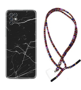 INFINIX Note 11 Pro Note 10 Hot 9 Play Kılıf Boyun Asklı Rasta Silikon Siyah Mermer 1299