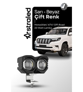 Çift Renk Sarı Beyaz 60 Watt Motosiklet ATV Off Road Led Lamba