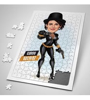 Silahlı Deri Kıyafetli Kadın Karikatürlü 240 Parça Kişiye Özel  Puzzle