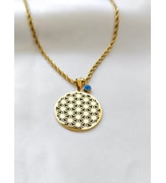 YAŞAM ÇİÇEĞİ NAZAR BONCUKLU KARARMAZ BURGU ZİNCİR KOLYE (Gold)