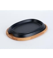 Lava Döküm Oval Fajita Tabağı Kayın Servis Ahşabı Ölçü 12x19cm.