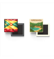 Buzdolap Magnetleri - Grenada Bayrağı ve Paper Cut Tema - 2'li Set Magneti