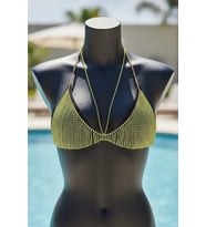 Caş Dekorasyon Altın Renk Taşlı Bikini Üstü Bralet Vücut Aksesuarı