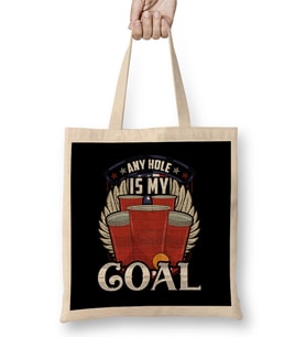 Any Hole Is My Goal Beer Pong Patriotic USA Bez Çanta Uzun Saplı