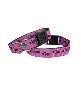 Markapet Köpek Tasması Patili Dokuma 2 cm - Min: 30 cm - Max: 50 cm Koyu Pembe