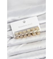 316L Çelik Zirkon Taşlı Gold Halka Küpe Seti - TJ-BKP11518