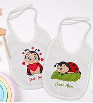 BK Kids Kişiye Özel Uğur Böceği Tasarımlı 2’li Beyaz Mama Önlüğü-1