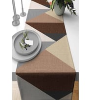Kahverengi Geometrik Desen Premium Masa Örtüsü Runner RNR391