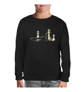 Satranç Siyah Çocuk Sweatshirt