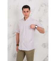 EVRYTİME KLASİK KESİM CEPLİ EKOSE DESEN KISA KOL YAZLIK PAMUKLU ERKEK GÖMLEK (Pembe)