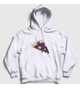 Presmono Unisex Beyaz Pizza Bed Astronaut Space Astronot Uzay Kapüşonlu Sweatshirt 283701tt