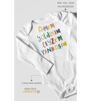 Annem Yoldaşım Teyzem Yandaşım Baskılı Bebek Zıbını – Çıtçıtlı Body  %100 Pamuk Uzun Kol (Beyaz)