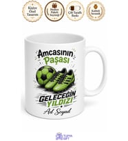 Amcasının Paşası Futbol Topu Çizimli Geleceğin Yıldızı Amca Yeğen Spor Aşkı Çay Kupa Bardak