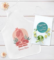 BK Gift Kişiye Özel Anneler Günü Tasarımlı Mutfak Önlüğü ve Yemek Tarif Defteri Hediye Seti-3, Anneye Hediye, Anneler Günü Hediyeleri