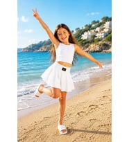 Kız Çocuk Plaj Ve Spor Takımı Üst Bady+İç Şortlu Etek 5-14 Yaş 12730HC MODANINO