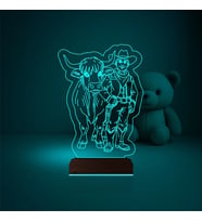 Luvivia Çocuk Odası İnek Kovboy 3D Lamba - Masa Gece Lambası