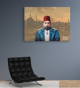 Kişiye Özel Padişah II. Abdülhamid Tasarımlı Yeni İş Hediyesi Kanvas Tablo 30x50 cm