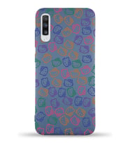Samsung Galaxy A70 Uyumlu Lansman Kılıf Hello Kitty Tasarımlı İçi Kadife Kapak-Petrol Mavisi (Şeffaf)