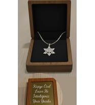 ​🌟 Kişiye Özel Lazer Yazılı Ahşap Kutulu Gümüş Kaplama Kar Tanesi Kolye  Yılbaşı, Sevgililer Günü Hediyesi (Silver)