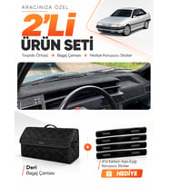 FIAT TEMPRA (1992-1997) DİJİTAL KONSOL Uyumlu Torpido Örtüsü + Deri Bagaj Çantası Seti - Siyah