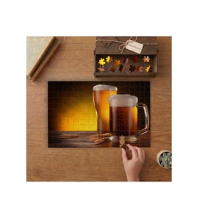Bardaklardaki Biralar Tasarımı 240 parça Ahşap Puzzle Ahşap Kutuda MP01617