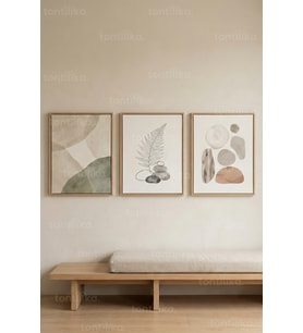 Soft Organic Forms 3’lü Ahşap Çerçeveli Tablo Seti