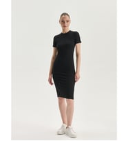 LCW Vision Siyah Bisiklet Yaka Bodycon Elbise
