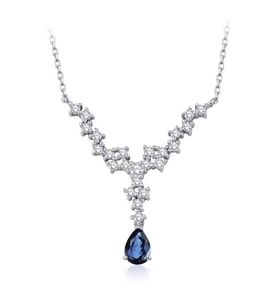 0.81 Karat Pırlanta Safir Kolye