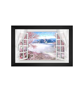 Manzara Temalı Kanvas Tablo 80 x 110 cm Siyah Çerçeve