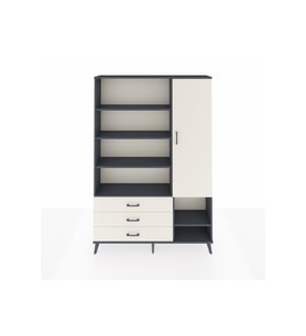 Arges Gardrop 9 Raflı 3 Çekmeceli Tek Kapaklı  132x30x195 Antrasit-Aytaşı