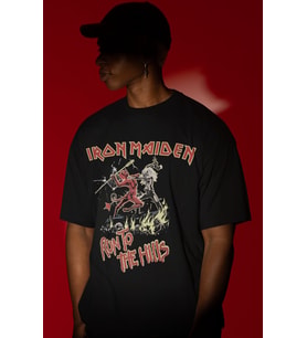 Tasarım Iron Maiden Run To The Hills Rock Metal Müzik Grubu Baskılı Unisex Oversize Tişört