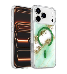 Onegif iPhone 17 Pro Lotus Simli Magsafe Kapak - Yeşil