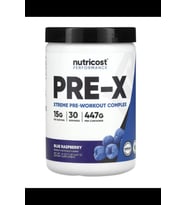 Nutricost Performance PRE-X, Xtreme Pre-Workout Complex, Blue Raspberry 447 gr.Usa Menşei.3838 (Renksiz)