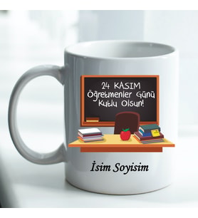 Kişiye Özel İsim ve Fotoğraf Baskılı Öğretmen Temalı Kupa Bardak No:009